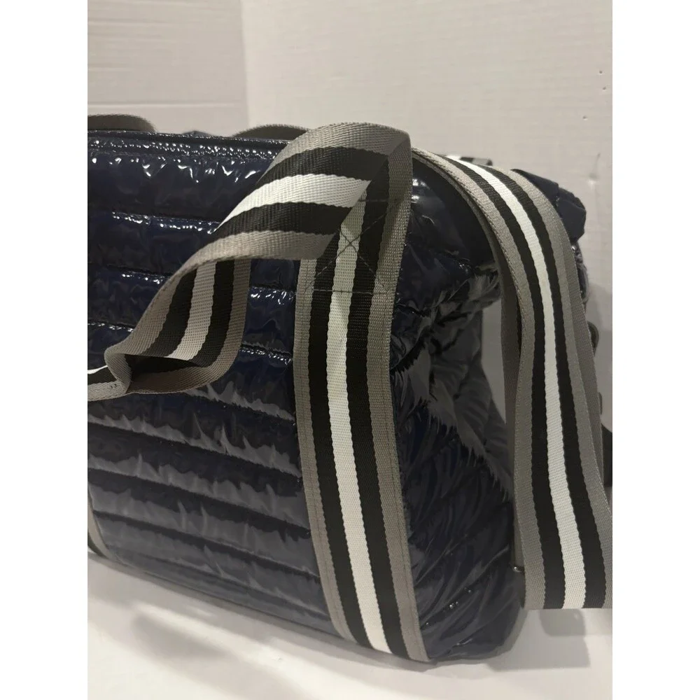 Think Royln Blue Patent Wingman Large Tote Bag Crossbody Preppy Quiet Luxury New